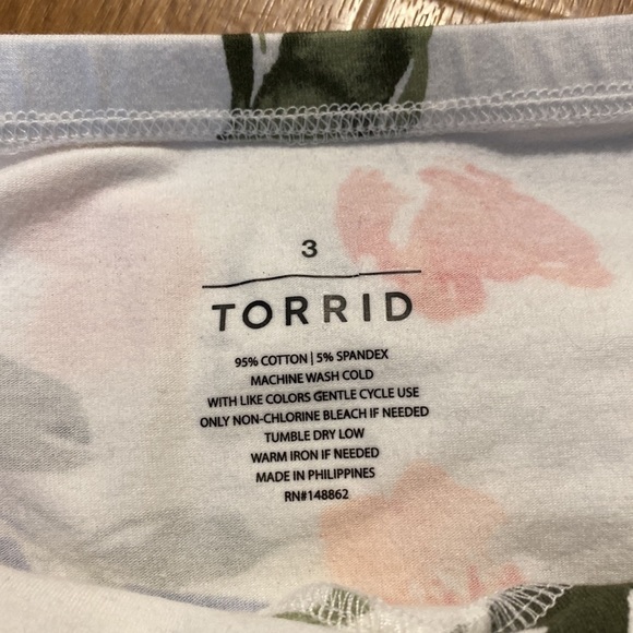 Torrid Strapless Floral Tank Top - White, Orange, and Blue - Picture 6 of 9